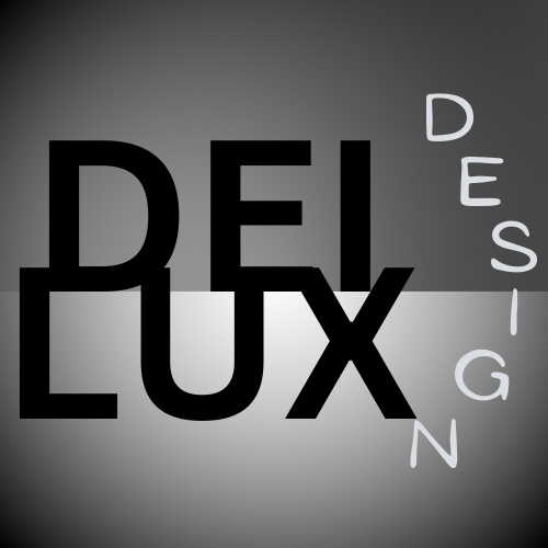 Black and silver gradient DeiLux Design logo